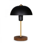 Table lamp PWL-1061 Ε27 black-golden-walnut D23x38cm