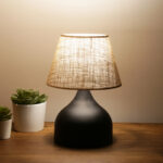 Table lamp PWL-1068 Ε27 black-beige D22x32cm - Слика 2
