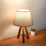 Table lamp PWL-1071 Ε27 beige brown-walnut D22x32cm - Слика 2