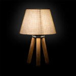 Table lamp PWL-1071 Ε27 beige brown-walnut D22x32cm - Слика 3