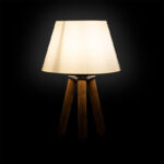 Table lamp PWL-1071 E27 off-white-walnut Φ22x32cm - Image 2