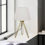Table lamp Sherini gold metal and fabric in cream color D22x33cm - Image 2