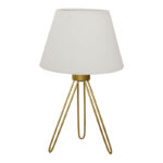 Table lamp Sherini gold metal and fabric in cream color D22x33cm