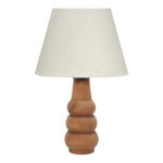 Cabini table lamp beech wood and fabric in cream color 22x22x30cm