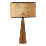 Table lamp Retroa beech wood and pe rattan in natural color D24x38cm