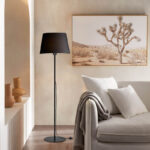 Floor lamp Lumider E27 fabric-metal black D35x152cm - Image 2