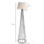 Floor lamp Firdo II E27 fabric cream -metal black Φ38x121cm - Слика 3