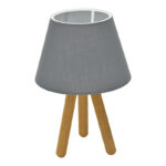 Table lamp PWL-1071 Ε27 grey-walnut D22x32cm - Image 3