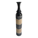 Decorative vase Thund Inart metal in black and natural shade D15.9x88.9cm