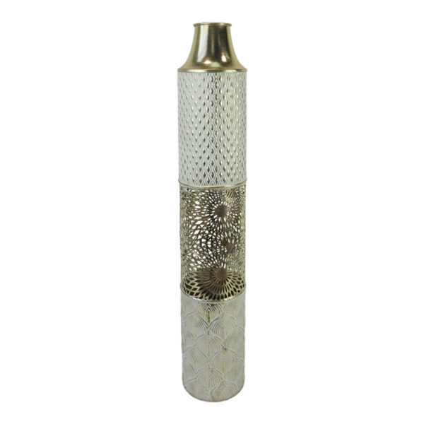 Decorative vase Tecna Inart metal in gold and white shade D14.6x81.3cm