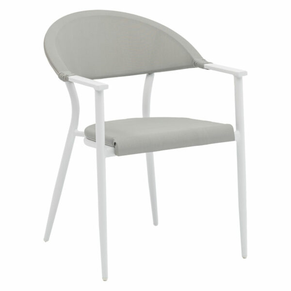 Armchair Pino aluminum white-textilene gray