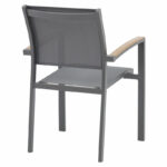 Pori anthracite aluminum armchair with natural plywood - Image 2