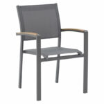 Pori anthracite aluminum armchair with natural plywood