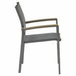 Pori anthracite aluminum armchair with natural plywood - Image 3