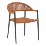 Фотелја Фрајбург алуминиумска црна-јаже природна-цигла црвена