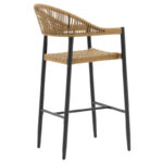 Bar stool Kerr pe rattan natural-leg black aluminum - Слика 2