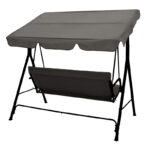 Globo Pakoworld swing chair black metal frame with anthracite-colored fabric 170x110x153 cm - Image 4