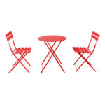 Bistro 3 pcs metal folding dining table in red shade D60x71cm - Слика 2