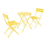 Bistro 3 pcs metal folding dining table in yellow shade D60x71cm