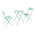 Бистро, метална трпезариска маса на расклопување од 3 парчиња, во зелена нијанса Д60x71 см