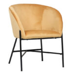 Фотелја Јулија со кадифена жолта боја 61x57x74 см