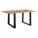 Slim table acacia solid wood walnut-leg black 160x85x75.6cm