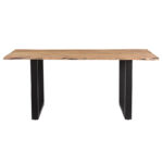 Slim table solid acacia wood in walnut shade and black metal leg 175x90x75.6cm - Image 2