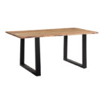 Slim table solid acacia wood in walnut shade and black metal leg 175x90x75.6cm