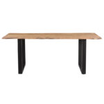 Slim table solid acacia wood walnut-leg black 200x100x75.6cm - Image 2
