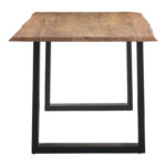 Slim table solid acacia wood walnut-leg black 200x100x75.6cm - Image 3
