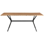 Slim table solid acacia wood walnut-leg black 160x85x74.6cm - Image 2