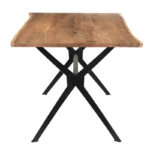 Slim table solid acacia wood walnut-leg black 160x85x74.6cm - Image 3