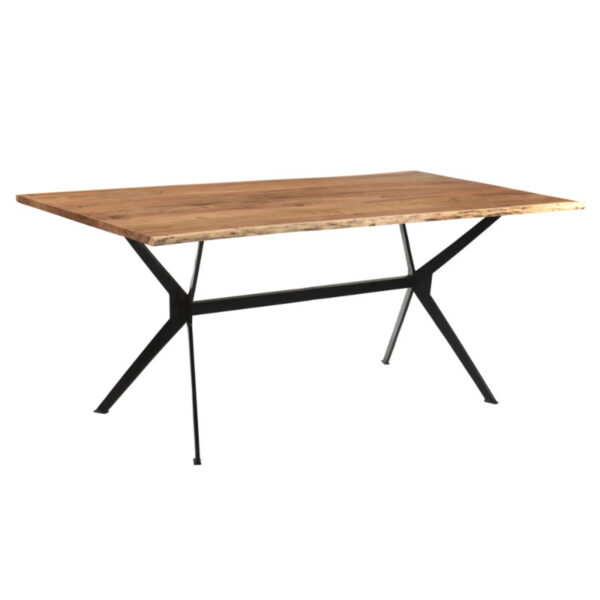 Slim table solid acacia wood walnut-leg black 160x85x74.6cm