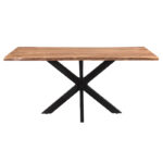 Slim table acacia solid wood walnut-leg black 180x90x75.6cm - Image 2