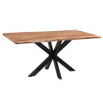 Slim table acacia solid wood walnut-leg black 180x90x75.6cm