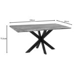 Slim table acacia solid wood walnut-leg black 180x90x75.6cm - Image 5