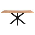 Slim table acacia solid wood walnut-leg black 200x100x75.6cm - Image 2