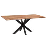 Slim table acacia solid wood walnut-leg black 200x100x75.6cm