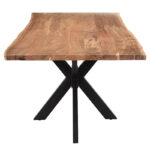 Slim table acacia solid wood walnut-leg black 200x100x75.6cm - Image 3