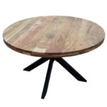 Bowie table acacia wood natural-leg black 130x130x78cm - Image 3