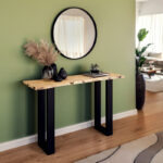 Slim console acacia wood natural-leg black 120x40x75.5cm - Слика 2