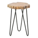 Side table Fenni natural acacia wood-leg black metal 40x45x45cm - Слика 2