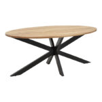 Table Bonre natural solid acacia wood-black metal leg 175x96x76cm