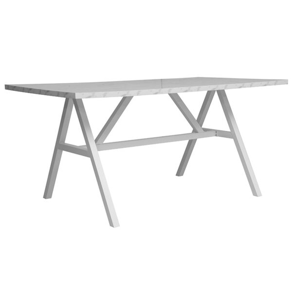 Table Alarick white marble-white leg 160x90x76cm