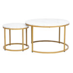Coffee tables Severin set 2pcs white marble-golden - Слика 2