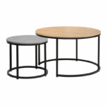 Coffee tables Severin set 2pcs black natural-cement