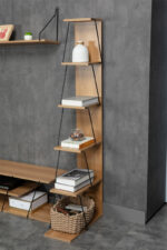 Bookcase mini Tars sonoma- black 50x22x150cm - Слика 2