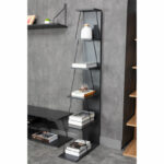 Bookcase mini Tars dark grey-black 50x22x150cm - Слика 2