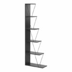 Bookcase mini Tars dark grey-black130x22x146cm - Image 3