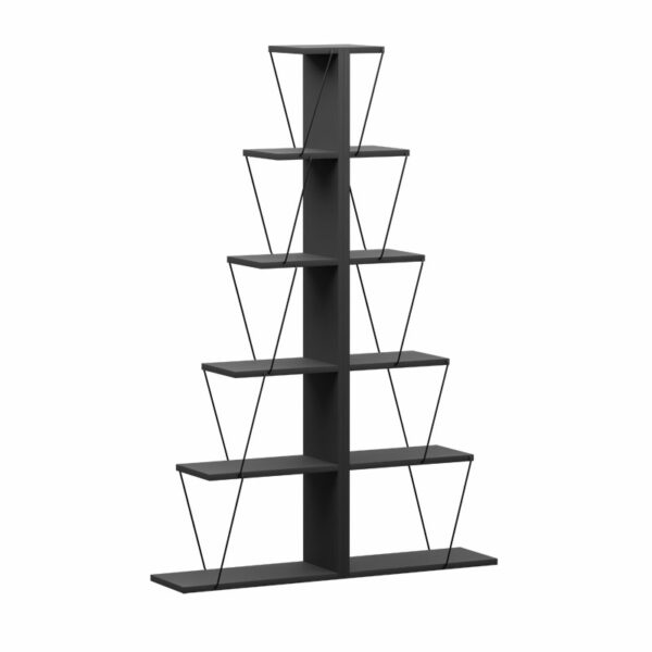 Bookcase mini Tars dark grey-black130x22x146cm